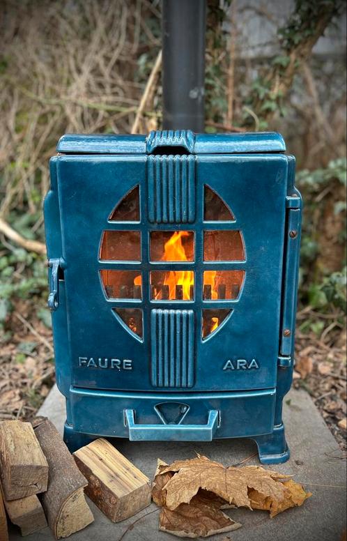 Klassieke Franse kachels / haarden art deco en vintage, Huis en Inrichting, Kachels, Gebruikt, Vrijstaand, Houtkachel, Hout, Ophalen of Verzenden