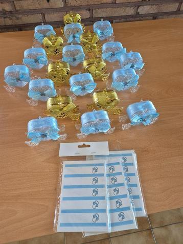 26 x doopsuiker potjes (jongen) gratis naamkaartjes, Kinderen en Baby's, Kraamcadeaus en Geboorteborden, Ophalen, Nieuw