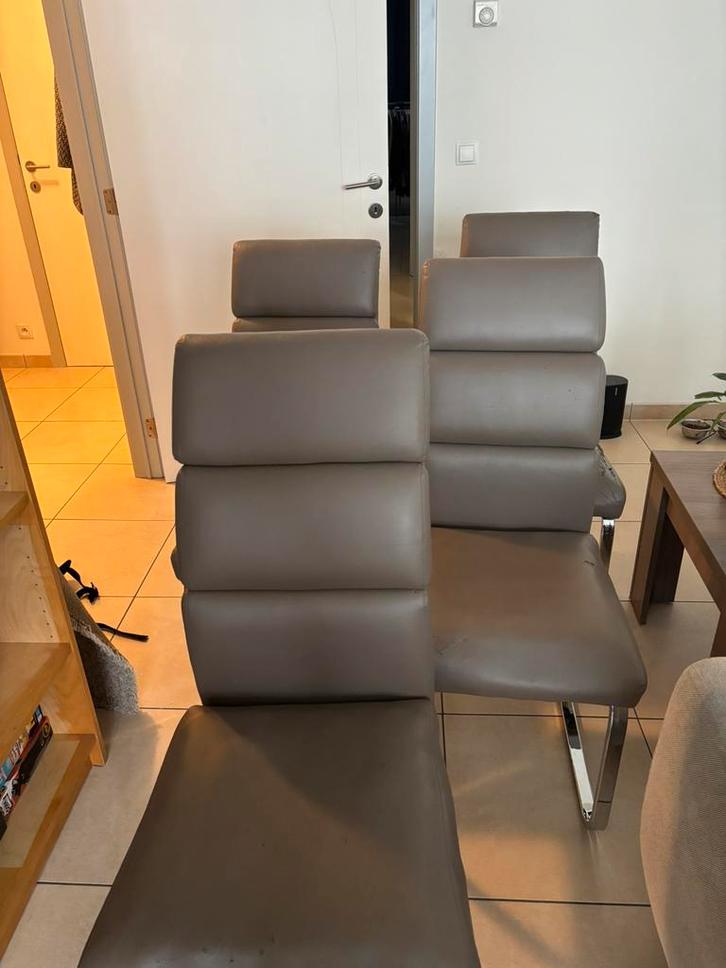 Chaises de salon en simili cuir bon etat, lot de 4 ou 2, Maison & Meubles, Chaises, Utilisé, Quatre, Synthétique, Cuir, Brun, Enlèvement