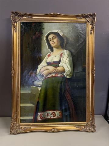 Schilderij - olie schilderij met handtekening p. bianchi You, Antiek en Kunst, Kunst | Schilderijen | Klassiek, Ophalen of Verzenden