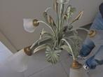 vintage Kroonluchter plant bloem Massive luster hanglamp, Huis en Inrichting, Lampen | Kroonluchters, Gebruikt, Ophalen, Glas