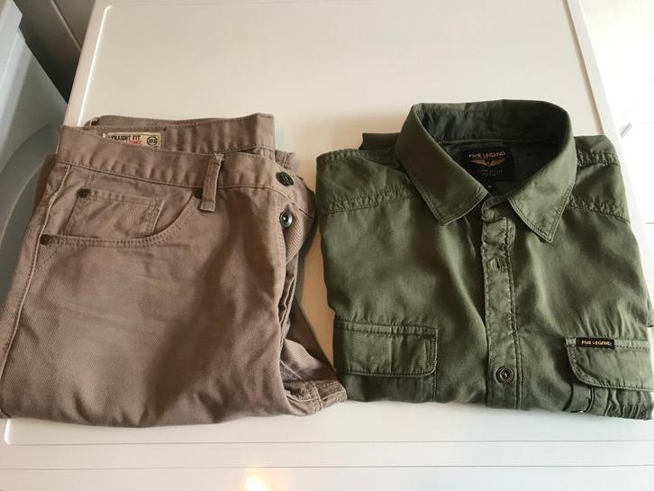 Te koop heren merk broek en hemd, Kleding | Heren, Overhemden, Zo goed als nieuw, Halswijdte 39/40 (M), Groen, Ophalen of Verzenden