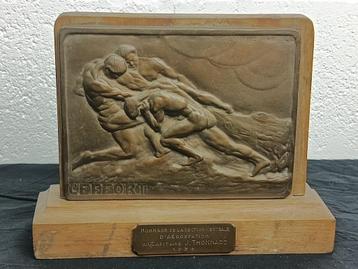 bronzen plaquette "l'effort" door J. Witterwulghe, Enlèvement ou Envoi, Bronze