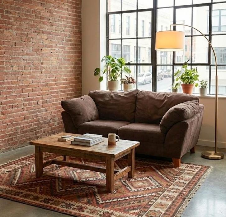 Comfortabele bruine ribfluwelen zetel (2 à 3-zits), Maison & Meubles, Canapés | Salons, Utilisé, Banc droit, Deux personnes, 150 à 200 cm