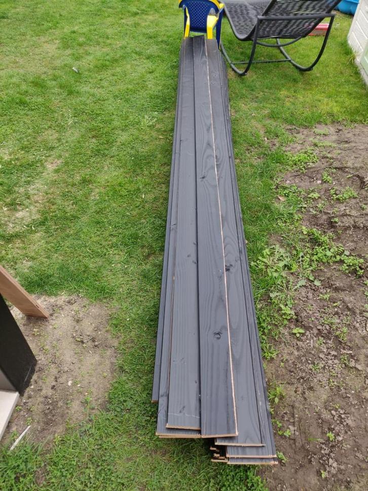 Zwart Geschilderd Douglas Dakbeschot (22x328cm), Doe-het-zelf en Bouw, Hout en Planken, Nieuw, Plank, Overige houtsoorten, 300 cm of meer