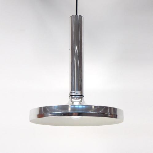 Vintage Space Age hanglamp in chroom van Erco, jaren 60 70, Huis en Inrichting, Lampen | Hanglampen, Metaal, Overige materialen