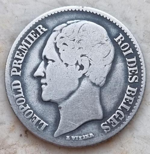1/2 Franc 1849 (Blootshoofds) Leopold I / Zeer zeldzaam !!, Timbres & Monnaies, Monnaies | Belgique, Monnaie en vrac, Argent, Argent