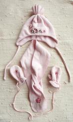 Roze fleece set van muts, wantjes & sjaal - maat 68 - 74, Meisje, Zo goed als nieuw, Setje, Ophalen
