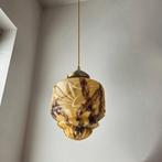 Vintage Art-Deco gemarmerde opaline glazen hanglamp., Ophalen of Verzenden