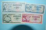 YOUGOSLAVIE : 1000/500/100/50 dinars, Envoi, Yougoslavie, Série