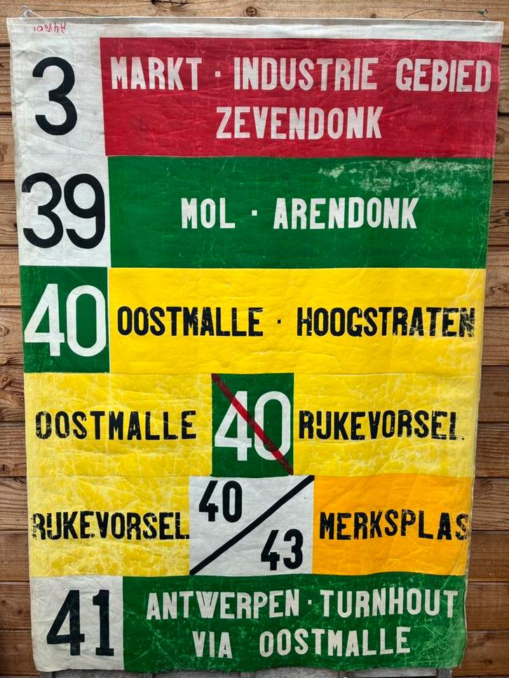 Bus bestemmings doek o.a. Antwerpen, Antiek en Kunst, Curiosa en Brocante, Ophalen of Verzenden