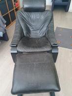 Vintage lederen zetel met poef. Nelo origineel Sweden, Huis en Inrichting, Ophalen
