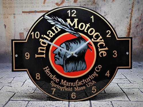 Indian motocycle emaillen klok garage decoratie klokken, Verzamelen, Merken en Reclamevoorwerpen, Zo goed als nieuw, Gebruiksvoorwerp