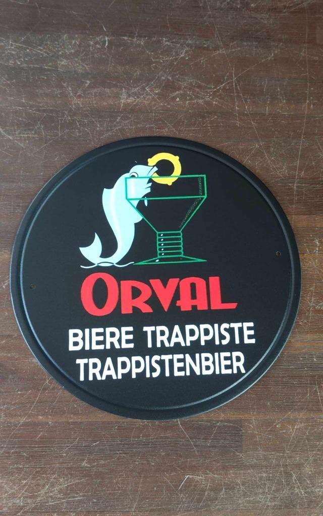 Rond bierbord van Orval, Verzamelen, Biermerken, Zo goed als nieuw, Reclamebord, Plaat of Schild, Overige merken, Ophalen of Verzenden