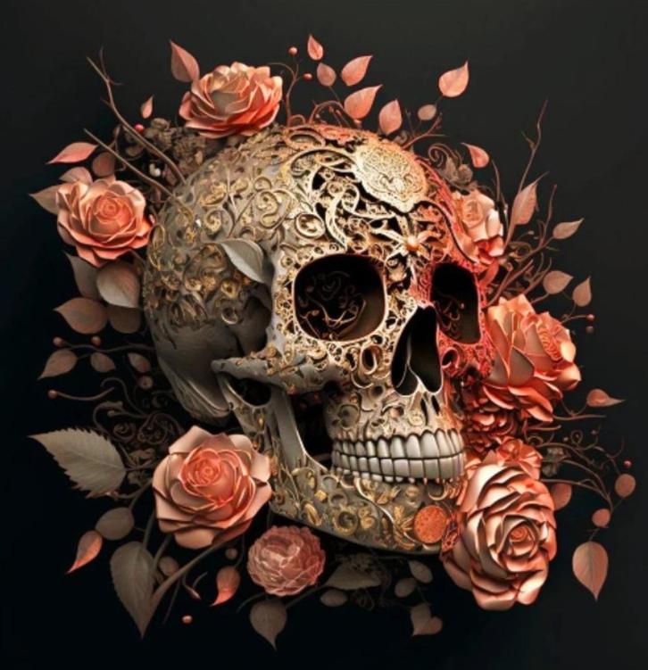 Diamond Painting skull rozen 40x30cm, Hobby en Vrije tijd, Knutselen, Nieuw, Overige typen, Verzenden