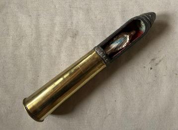 wo1 - Trench art 18 Pdr met mariabeeldje 1917 - LEEG beschikbaar voor biedingen