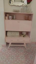 Roze Retro Vintage klep / buffet kast, Gebruikt, 100 tot 150 cm, Met klep(pen), 25 tot 50 cm