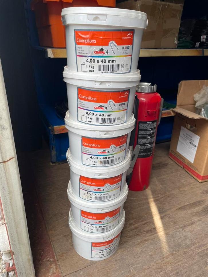 Krammen 4x40mm emmer van 5kg (4x), Doe-het-zelf en Bouw, IJzerwaren en Bevestigingsmiddelen, Nieuw, Spijkers, Minder dan 50 mm
