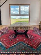 Unieke zware houten tafel met gietijzer onderstel, Antiek en Kunst, Ophalen