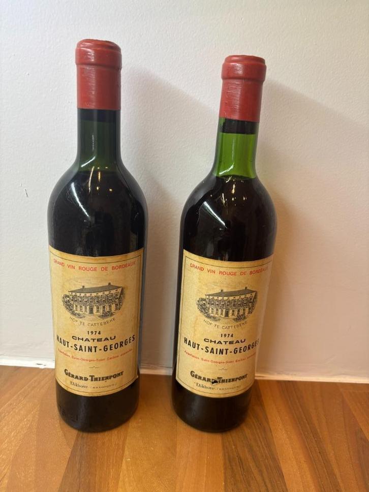 wijn (2 flessen) Haut Saint-George 1974, Verzamelen, Wijnen, Zo goed als nieuw, Rode wijn, Frankrijk, Vol, Ophalen of Verzenden