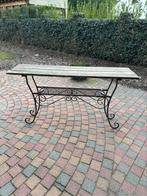 Tuintafel hout en ijzer, Tuin en Terras, Tuintafels, Ophalen, Gebruikt, Rechthoekig, Hout