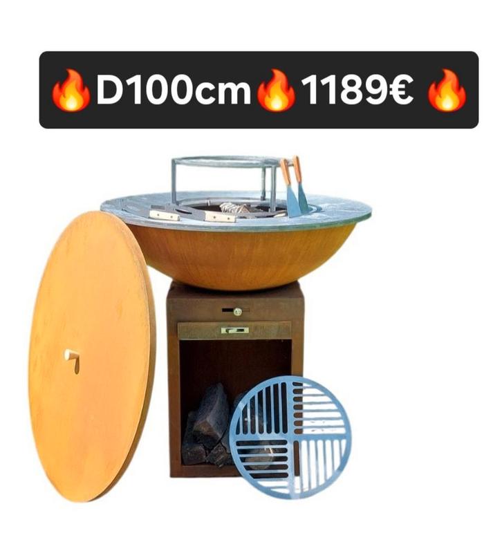 BBQ-PLANCHA-BRASERO D100CM, Jardin & Terrasse, Cuisines extérieures, Neuf, Enlèvement