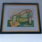"Relax". Origineel ingelijst aquarel. 55 x44 cm., Ophalen