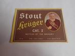 oud bieretiket stout kruger eeklo, Ophalen of Verzenden, Zo goed als nieuw, Overige typen, Overige merken