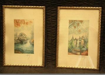 Paar aquatint etsen van Heroy beschikbaar voor biedingen