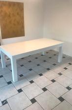Table de salle à manger avec sa rallonge fixe et son verre, Maison & Meubles, Comme neuf, 100 à 150 cm, Rectangulaire, Moderne