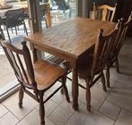 Houten keukentafel met 4 stoelen, Huis en Inrichting, Tafels | Eettafels, Ophalen, Gebruikt