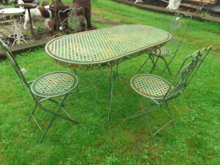 Prachtige smeedijzeren tuinset (4 stoelen en tafel), Tuin en Terras, Tuinsets en Loungesets, Nieuw, Loungeset, Overige materialen