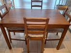 Keukentafel en vier stoelen, 100 à 150 cm, Rectangulaire, Autres essences de bois, 50 à 100 cm