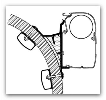 Thule Omnistor alu adapter 4m voor rond dak Hymer tot 1995 beschikbaar voor biedingen