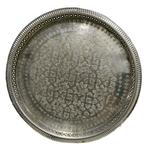 Vintage verzilverd dienblad rond, Ophalen of Verzenden, Gebruikt, Rond, Overige materialen