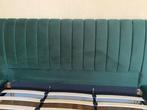 Bed - velvet groen met goudkleurige pootjes, Art deco, Comme neuf, 180 cm, 200 cm