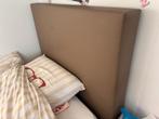 1 persoons boxspring met poef en hoofdbord, Huis en Inrichting, Slaapkamer | Boxsprings, Ophalen, Gebruikt, Eenpersoons, Bruin