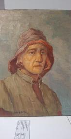 Albert Isidore Devos HST De garnalenvisser 19e België, Antiek en Kunst, Ophalen of Verzenden