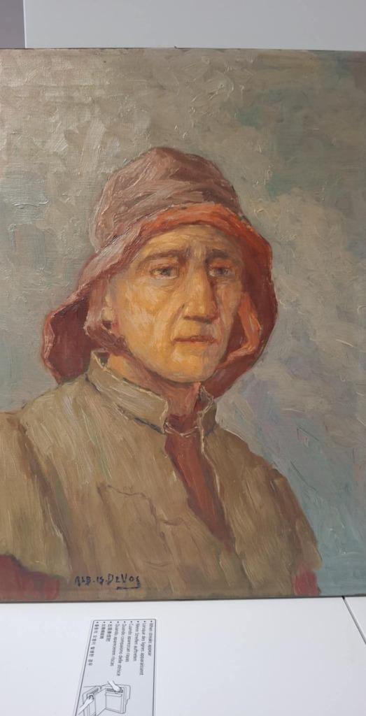 Albert Isidore Devos HST De garnalenvisser 19e België, Antiek en Kunst, Kunst | Schilderijen | Klassiek, Ophalen of Verzenden