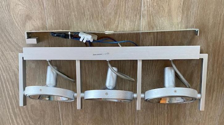 Design QAZQA Go - Plafondspot – 3-lichts, Huis en Inrichting, Lampen | Spots, Zo goed als nieuw, Plafondspot of Wandspot, Metaal of Aluminium