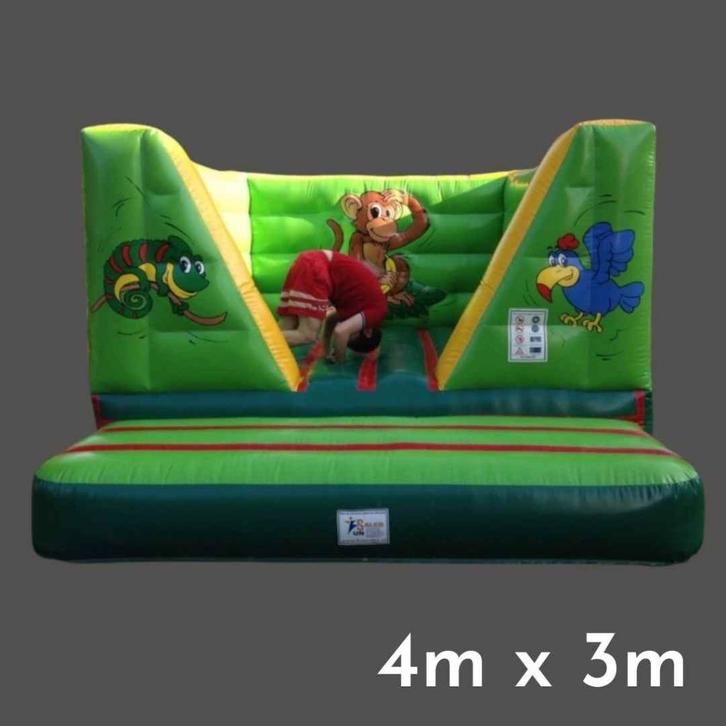 sprignkasteel 4m op 3m - verkoop thema aap, jungle of dieren, Kinderen en Baby's, Speelgoed | Buiten | Springkussens, Gebruikt