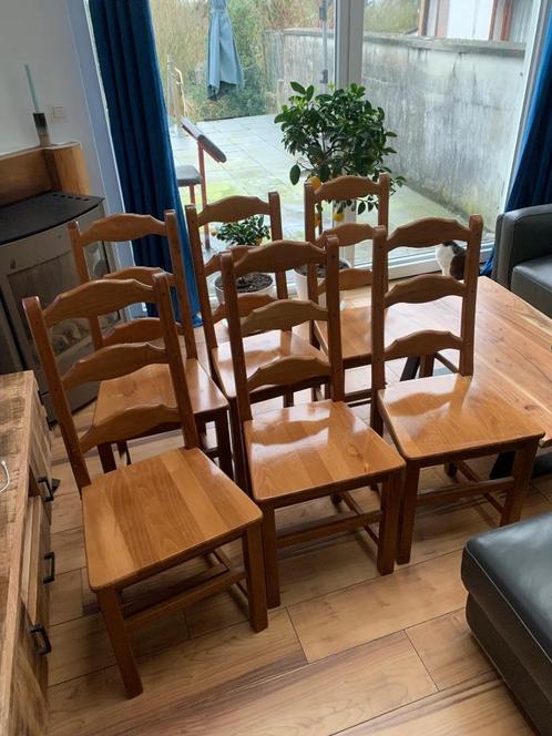 6 chaises en bois serties très bon état ;), Huis en Inrichting, Stoelen, Zo goed als nieuw, Vijf, Zes of meer stoelen, Hout, Bruin