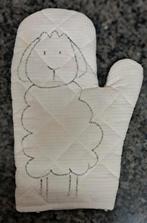 🎁 Manique blanche /gants de cuisine avec un mouton stylisé, Envoi, Blanc