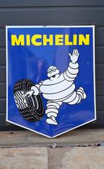 Groot emaille bibendum reclamebord van Michelin banden., Ophalen of Verzenden, Gebruikt, Reclamebord