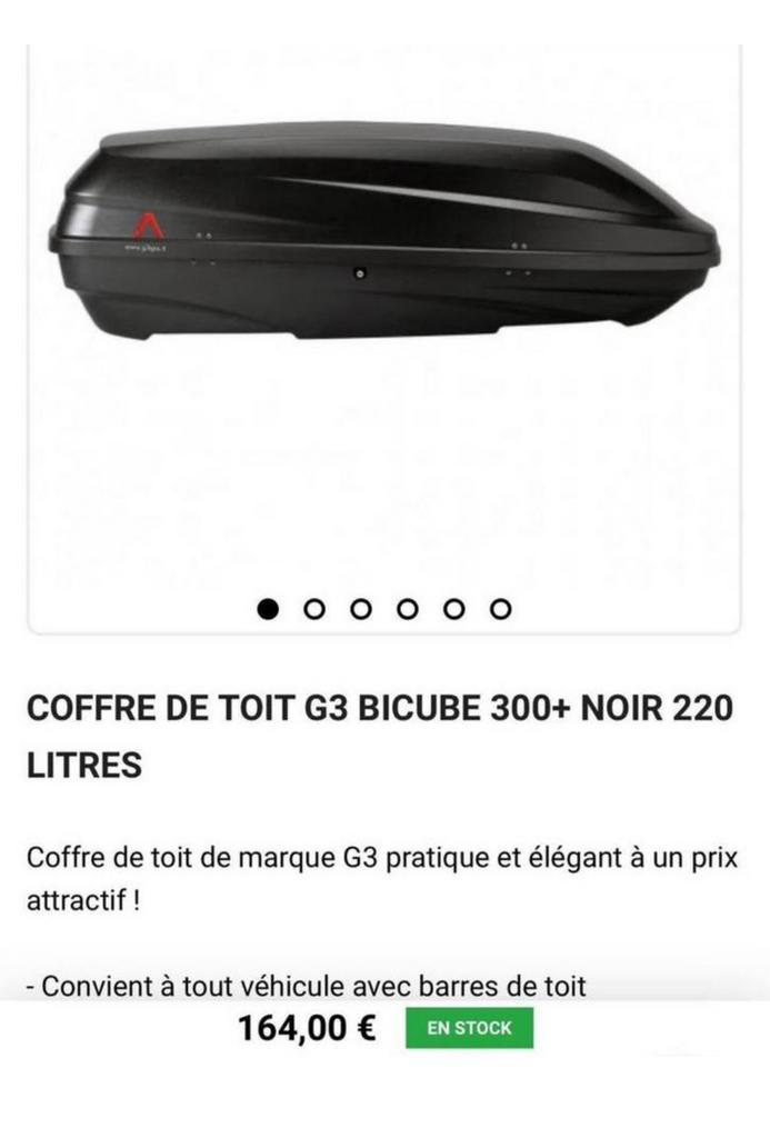 Coffre de toit, plus barres, Auto diversen, Dakkoffers, Gebruikt, Ophalen of Verzenden