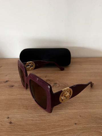 Nieuwe Gucci oversized bordeauxrode zonnebril beschikbaar voor biedingen