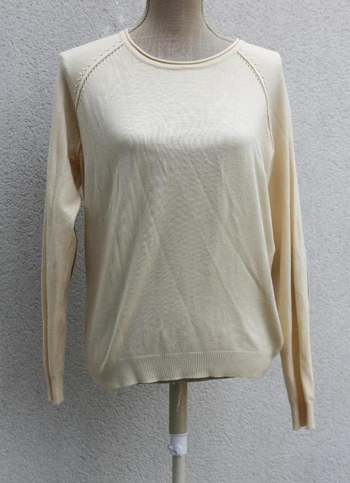 Beige trui met elleboogbeschermers 38, Kleding | Dames, Truien en Vesten, Zo goed als nieuw, Maat 38/40 (M), Beige, Ophalen of Verzenden