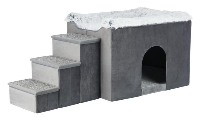 Dortoir Harvey Avec Escaliers Gris-Blanc-Noir, Animaux & Accessoires, Paniers pour chiens, Neuf, Peluche, Enlèvement