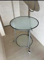 Table robde en verre et a roulettre, Maison & Meubles, Enlèvement, Comme neuf, Verre