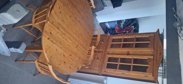 Table extensible avec 6 chaises+dressoir, 150 à 200 cm, Cinq personnes ou plus, Rustic, Comme neuf